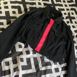 Black & Neon Pink Jean Jacket